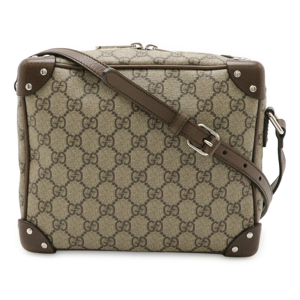 Gucci GG Supreme Crossbody Bag Leather Studs Beige Brown
